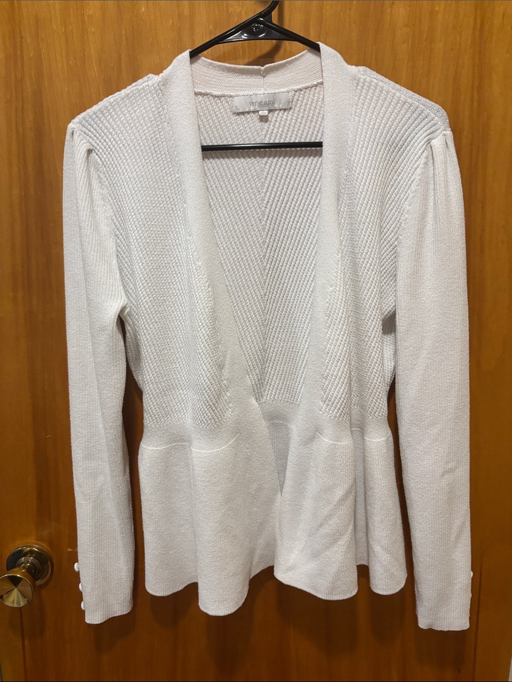 Verve Ami Cream Open-Front Knit Cardigan